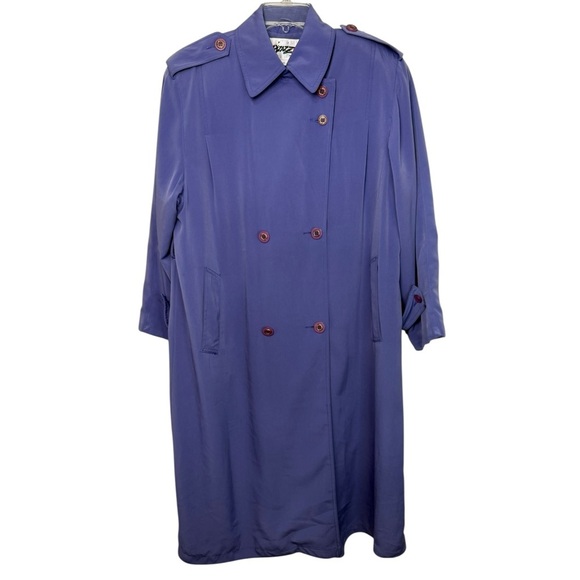 Vintage 80s Purple Trench Coat Jacket Size 14 L/XL - Picture 1 of 10